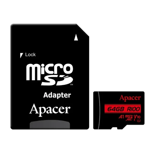Apacer R100 Micro SDXC UHS-I U1 V10 A1 64GB Class-10 Memory Card with Adapter